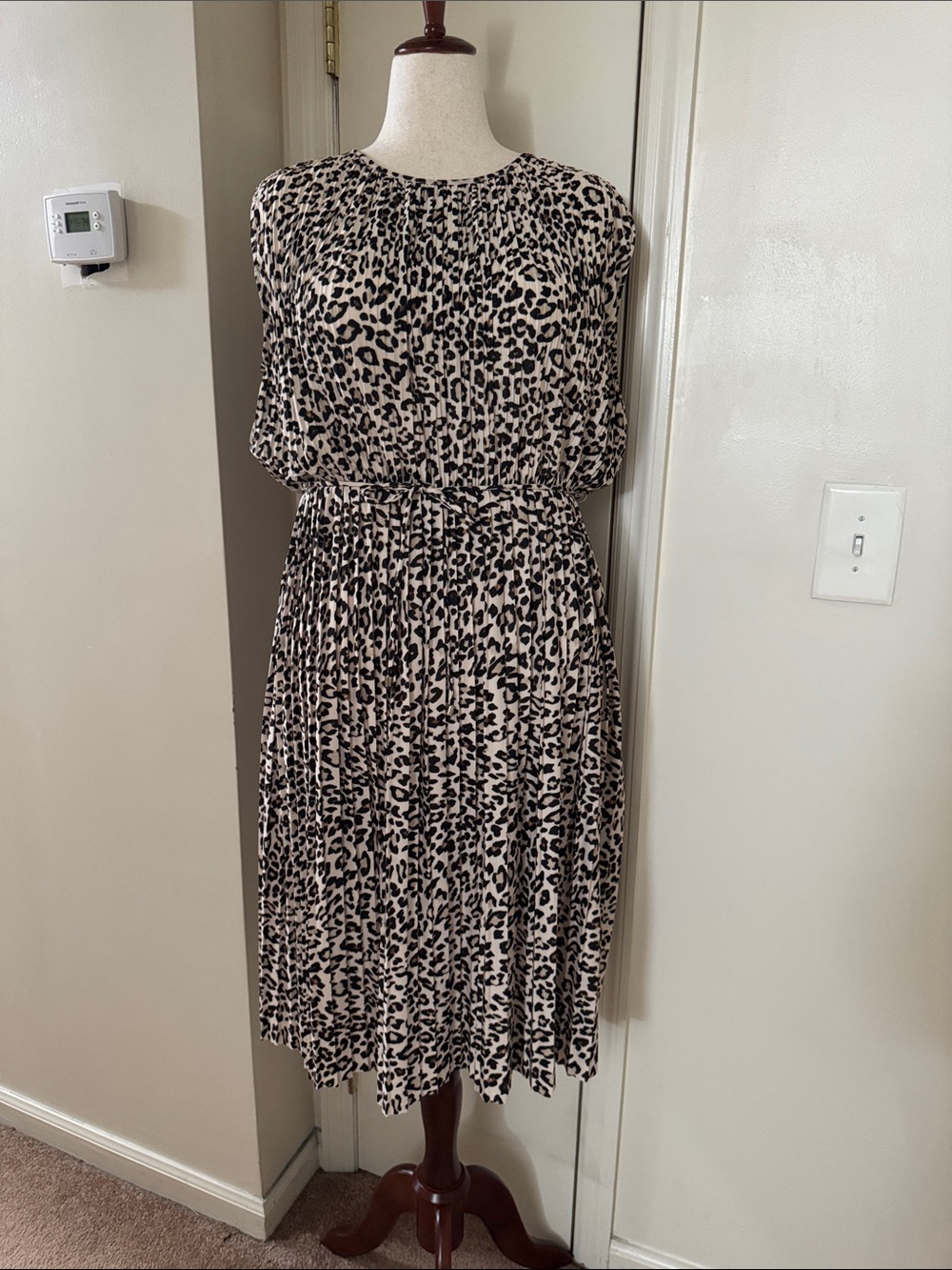H&M Beige and Black Leopard Print Maxi Dress